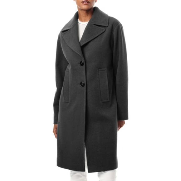 Bernardo Sz M Black Desk To Dinner Oversize Coat Wool Blend Button Front HR1-20 - Picture 1 of 12